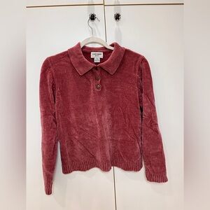 Alfred Dunner Rose Knit Button-Up Sweater